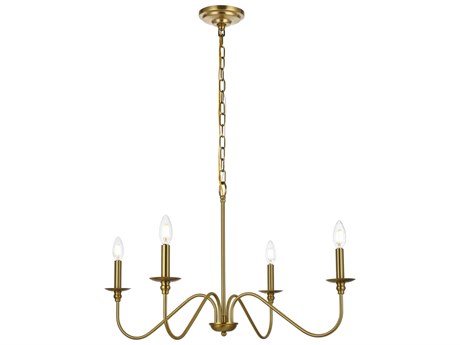 Elegant Lighting Rohan 4-Light Satin Gold Candelabra Chandelier