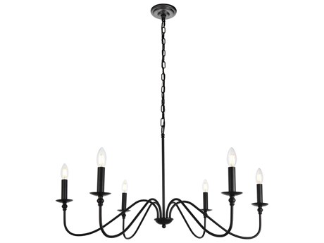 Elegant Lighting Rohan 6-Light Matte Black Candelabra Chandelier