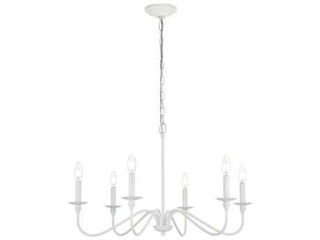 Elegant Lighting Rohan 6-Light White Candelabra Chandelier