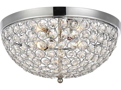 Elegant Lighting Taye 3-Light Chrome Crystal Bowl Flush Mount