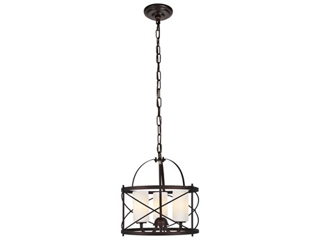 Elegant Lighting Wren 3-Light Dark Copper Brown Glass Cylinder Chandelier