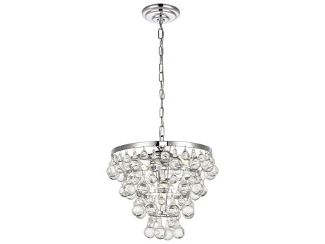 Elegant Lighting Kora 3-Light Chrome Crystal Tiered Pendant