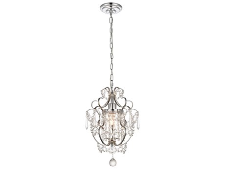Elegant Lighting Kirin 1-Light Chrome Crystal Mini Pendant