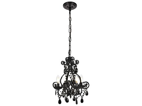 Elegant Lighting Kato 4-Light Black Crystal Chandelier