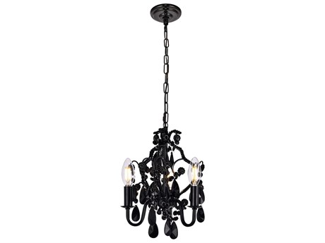 Elegant Lighting Karter 3-Light Black Crystal Chandelier