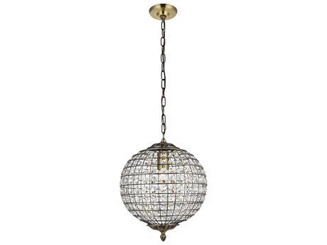 Elegant Lighting Earlene 1-Light Antique Bronze Crystal Globe Mini Pendant