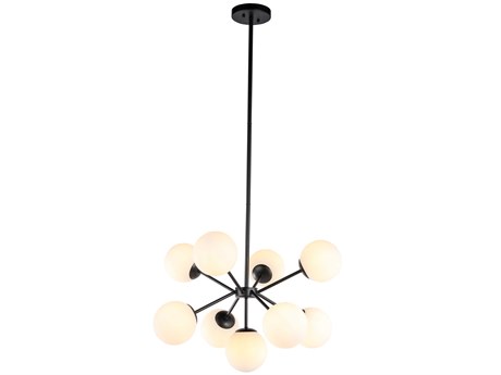 Elegant Lighting Jupiter 9-Light Black Glass LED Globe Sputnik Pendant