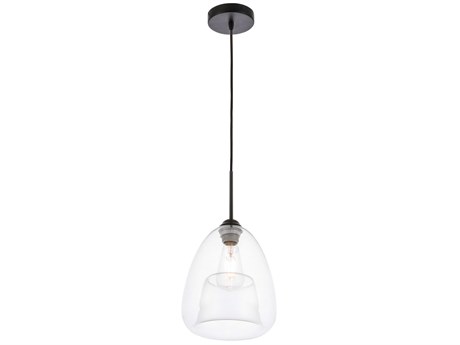 Elegant Lighting Kason 1-Light Black Glass LED Mini Pendant