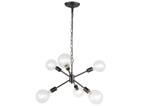 Elegant Lighting Nolan 6-Light Black Glass LED Sputnik Pendant