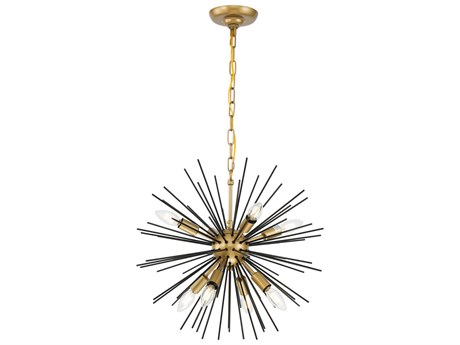 Elegant Lighting Timber 8-Light Brass Black LED Sputnik Pendant