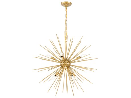 Elegant Lighting Timber 8-Light Brass Sputnik Pendant