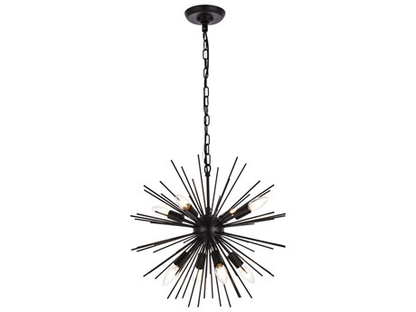 Elegant Lighting Timber 8-Light Black Sputnik Pendant