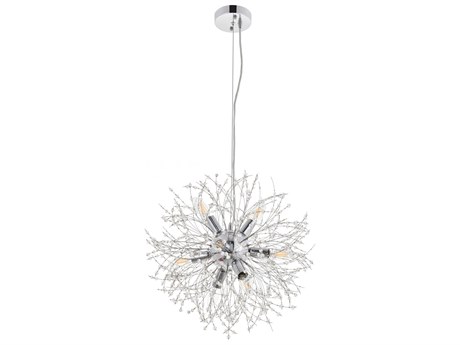 Elegant Lighting Flores 8-Light Chrome Clear Crystal Round Pendant