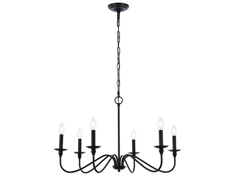 Elegant Lighting Rohan 6-Light Matte Black Candelabra Chandelier