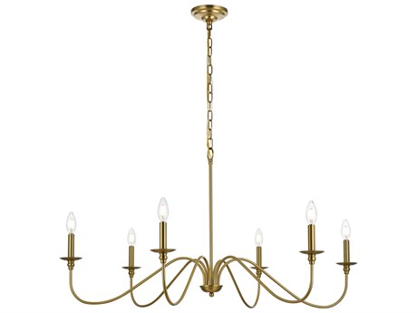 Elegant Lighting Rohan 6-Light Satin Gold Candelabra Chandelier