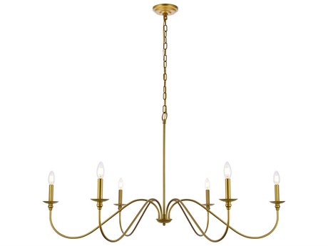 Elegant Lighting Rohan 6-Light Brass Candelabra Chandelier