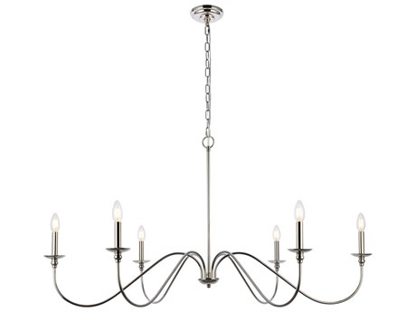 Elegant Lighting Rohan 6-Light Polished Nickel Candelabra Chandelier
