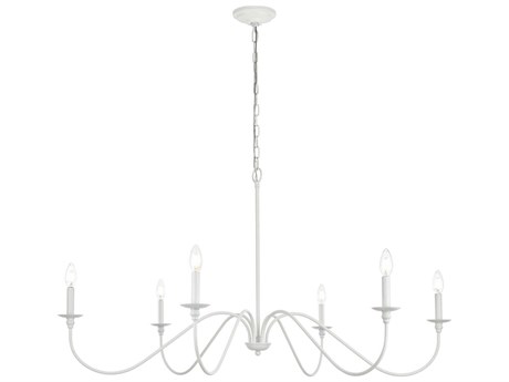 Elegant Lighting Rohan 6-Light White Candelabra Chandelier