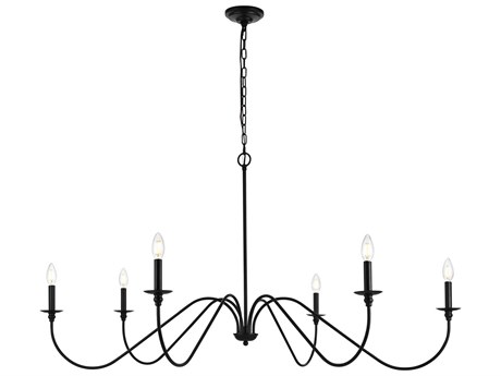 Elegant Lighting Rohan 6-Light Matte Black Candelabra Chandelier