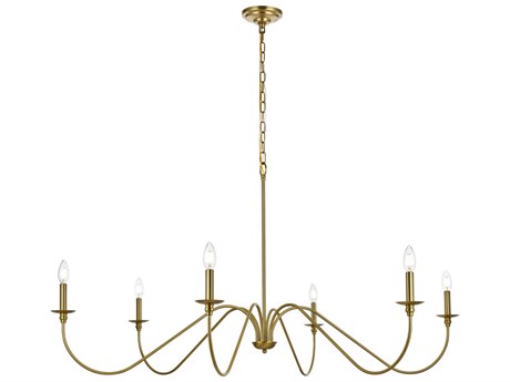 Elegant Lighting Rohan 6-Light Satin Gold Candelabra Chandelier