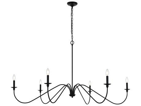 Elegant Lighting Rohan 6-Light Matte Black Candelabra Chandelier