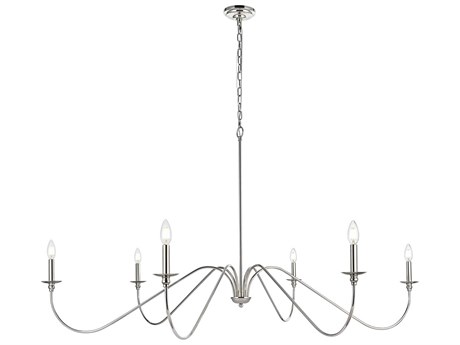 Elegant Lighting Rohan 6-Light Polished Nickel Candelabra Chandelier