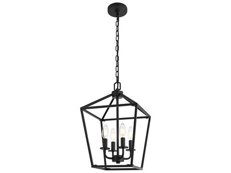 Elegant Lighting Gage 4-Light Black Lantern Mini Pendant