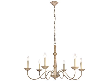 Elegant Lighting Merritt 6-Light Weathered Dove Brown Chandelier