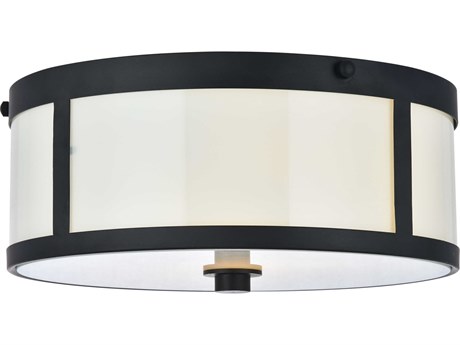 Elegant Lighting Hadrian 2-Light Flat Black Glass Round Flush Mount