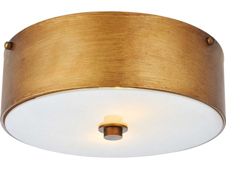 Elegant Lighting Hazen 2-Light Vintage Gold Glass Round Flush Mount