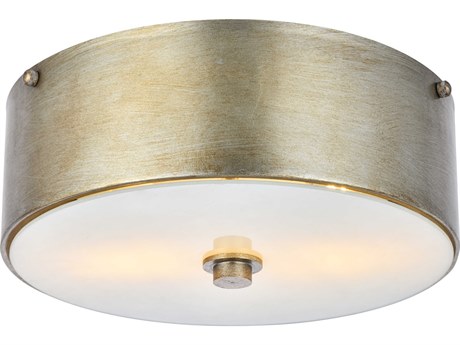 Elegant Lighting Hazen 2-Light Vintage Silver Glass Round Flush Mount