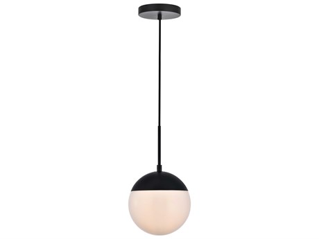 Elegant Lighting Eclipse 1-Light Black Glass Globe Mini Pendant