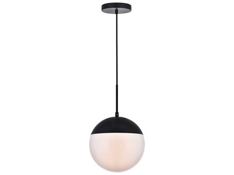 Elegant Lighting Eclipse 1-Light Black Glass Globe Mini Pendant