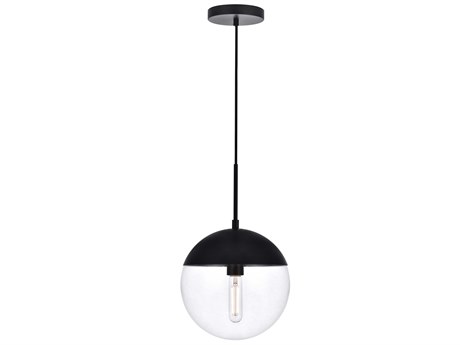 Elegant Lighting Eclipse 1-Light Black Glass Globe Mini Pendant