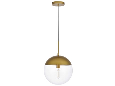 Elegant Lighting Eclipse 1-Light Brass Glass Globe Mini Pendant