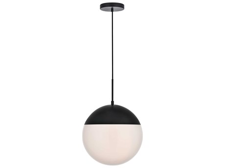 Elegant Lighting Eclipse 1-Light Black Glass Globe Pendant