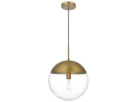 Elegant Lighting Eclipse 1-Light Satin Gold Globe Pendant