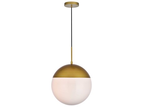 Elegant Lighting Eclipse 1-Light Brass Glass Globe Pendant
