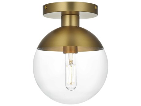 Elegant Lighting Eclipse 1-Light Satin Gold Globe Semi Flush Mount