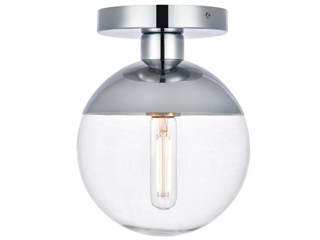 Elegant Lighting Eclipse 1-Light Chrome Glass Globe Semi Flush Mount