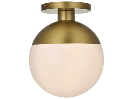 Elegant Lighting Eclipse 1-Light Satin Gold Globe Semi Flush Mount
