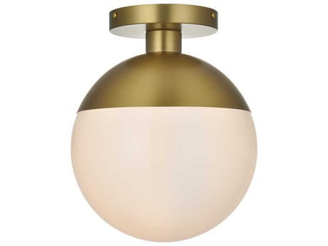 Elegant Lighting Eclipse 1-Light Satin Gold Globe Semi Flush Mount