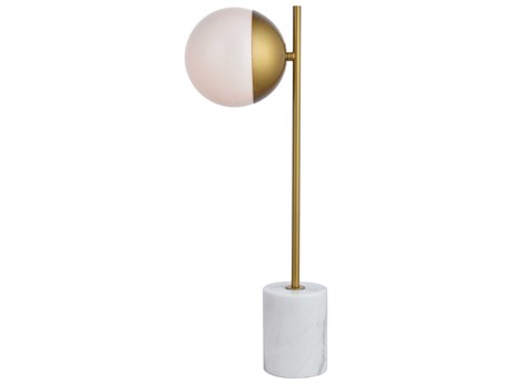 Elegant Lighting Eclipse Brass Frosted White Glass Table Lamp