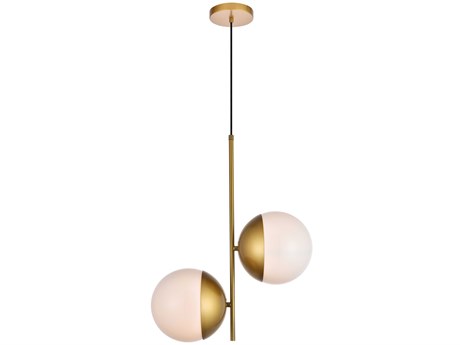 Elegant Lighting Eclipse 2-Light Brass Glass Globe Mini Pendant