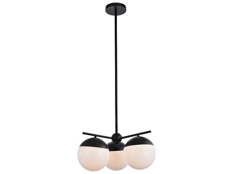 Elegant Lighting Eclipse 3-Light Black Glass Globe Pendant