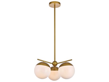 Elegant Lighting Eclipse 3-Light Brass Glass Globe Pendant