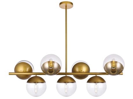 Elegant Lighting Eclipse 7-Light Brass Glass Globe Linear Island Pendant