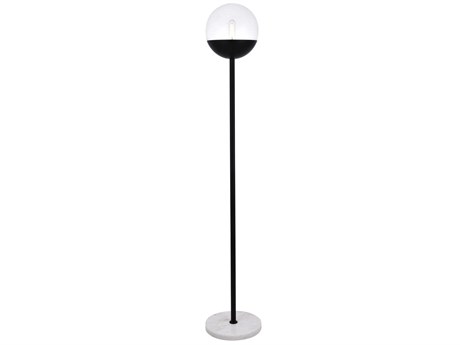 Elegant Lighting Eclipse Black Floor Lamp with Clear Glass Shade