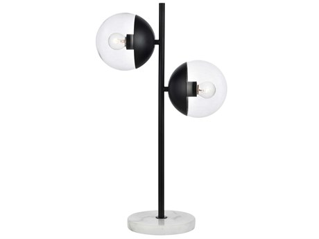 Elegant Lighting Eclipse Black Table Lamp with Clear Glass Shade