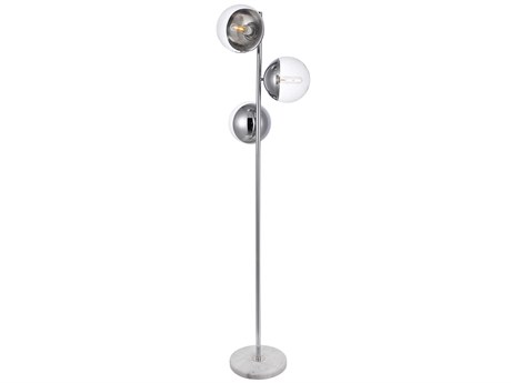 Elegant Lighting Eclipse Chrome Floor Lamp with Clear Glass Shade